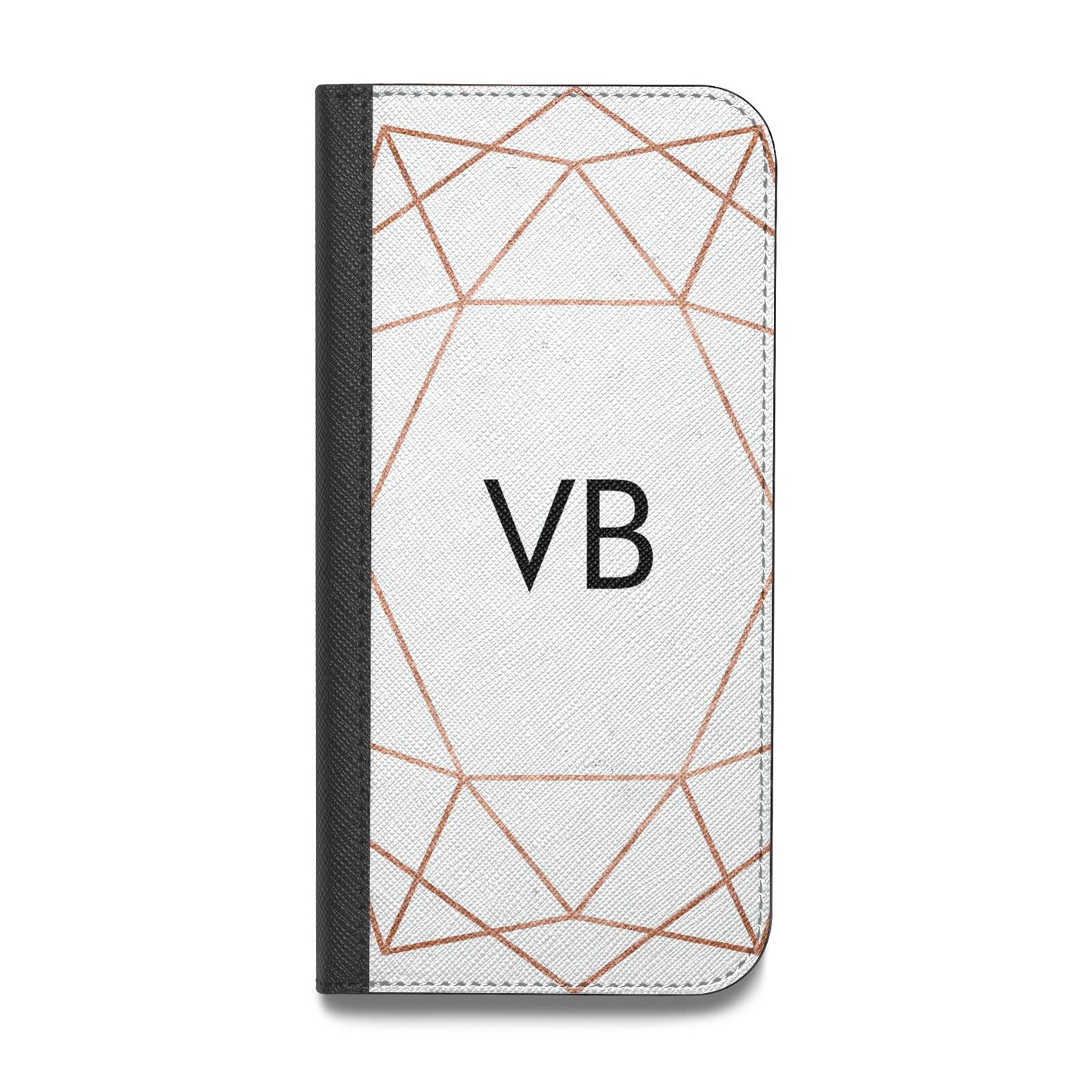 Personalised White Rose Gold Initials Geometric Vegan Leather Flip Samsung Case