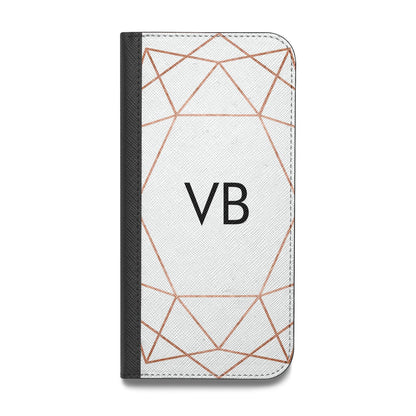 Personalised White Rose Gold Initials Geometric Vegan Leather Flip Samsung Case