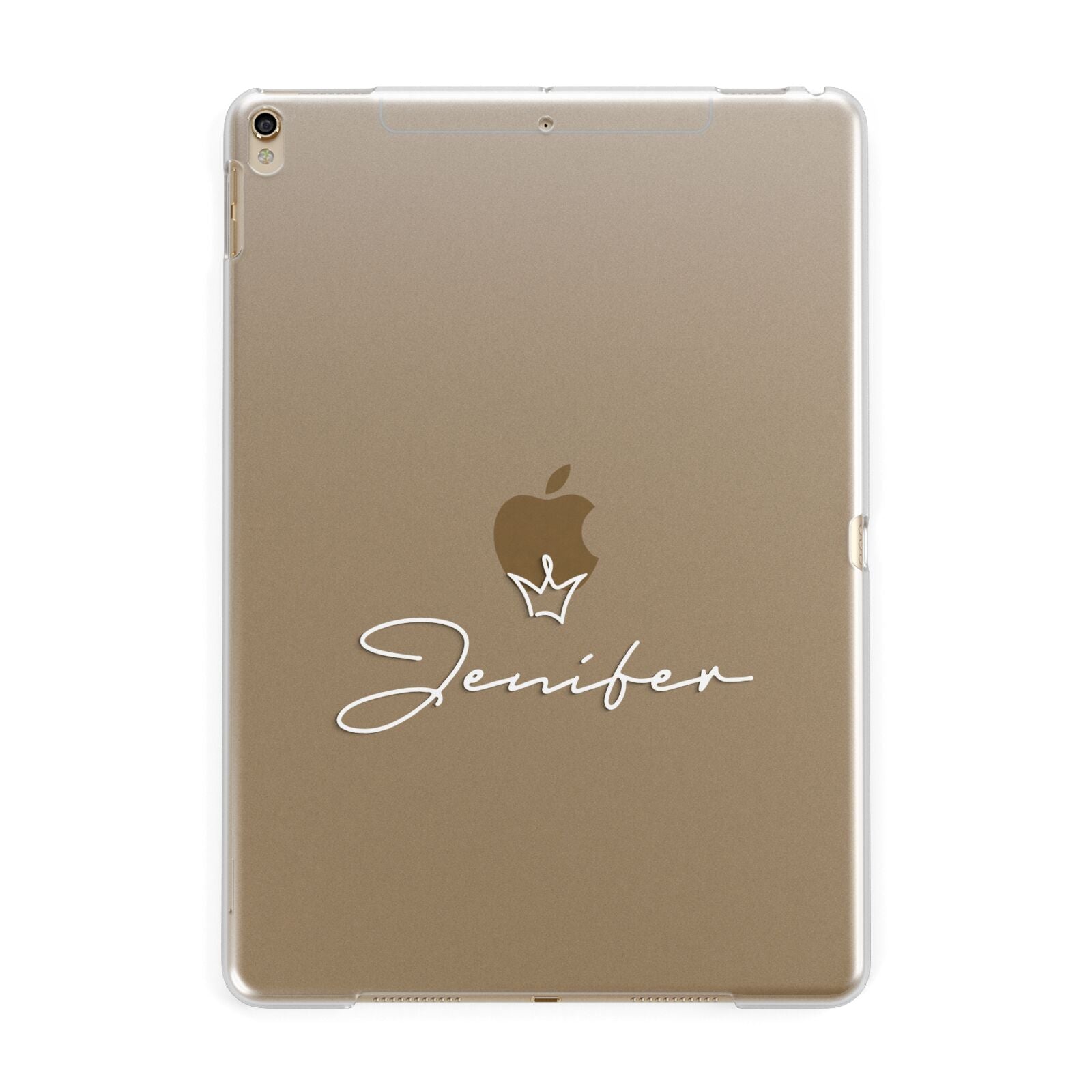 Personalised White Text Transparent Apple iPad Gold Case