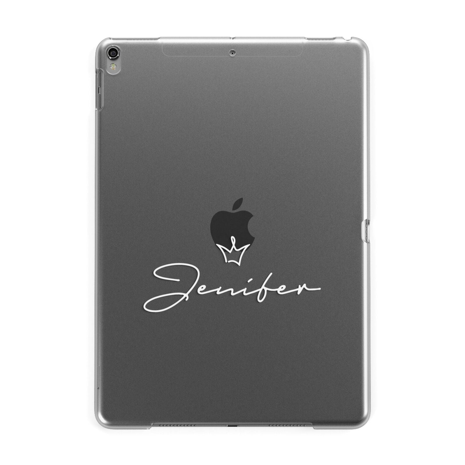 Personalised White Text Transparent Apple iPad Grey Case