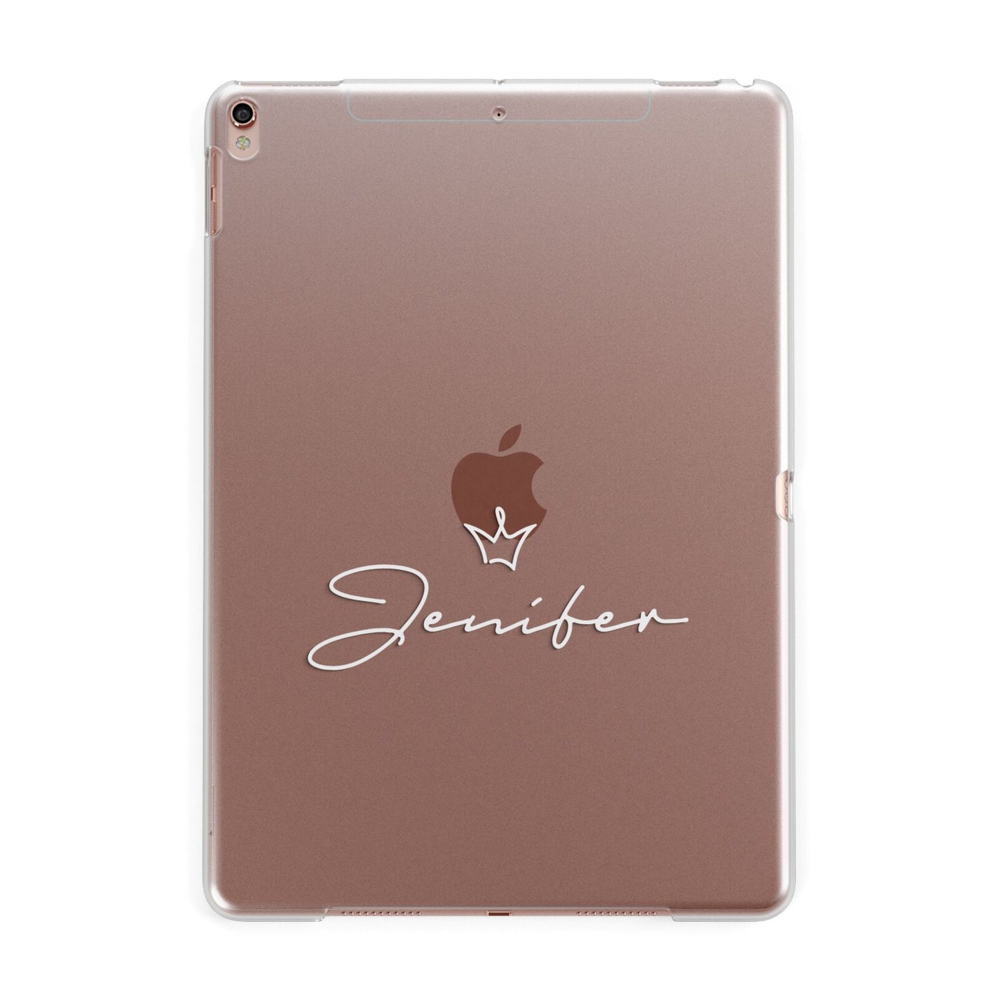 Personalised White Text Transparent Apple iPad Rose Gold Case