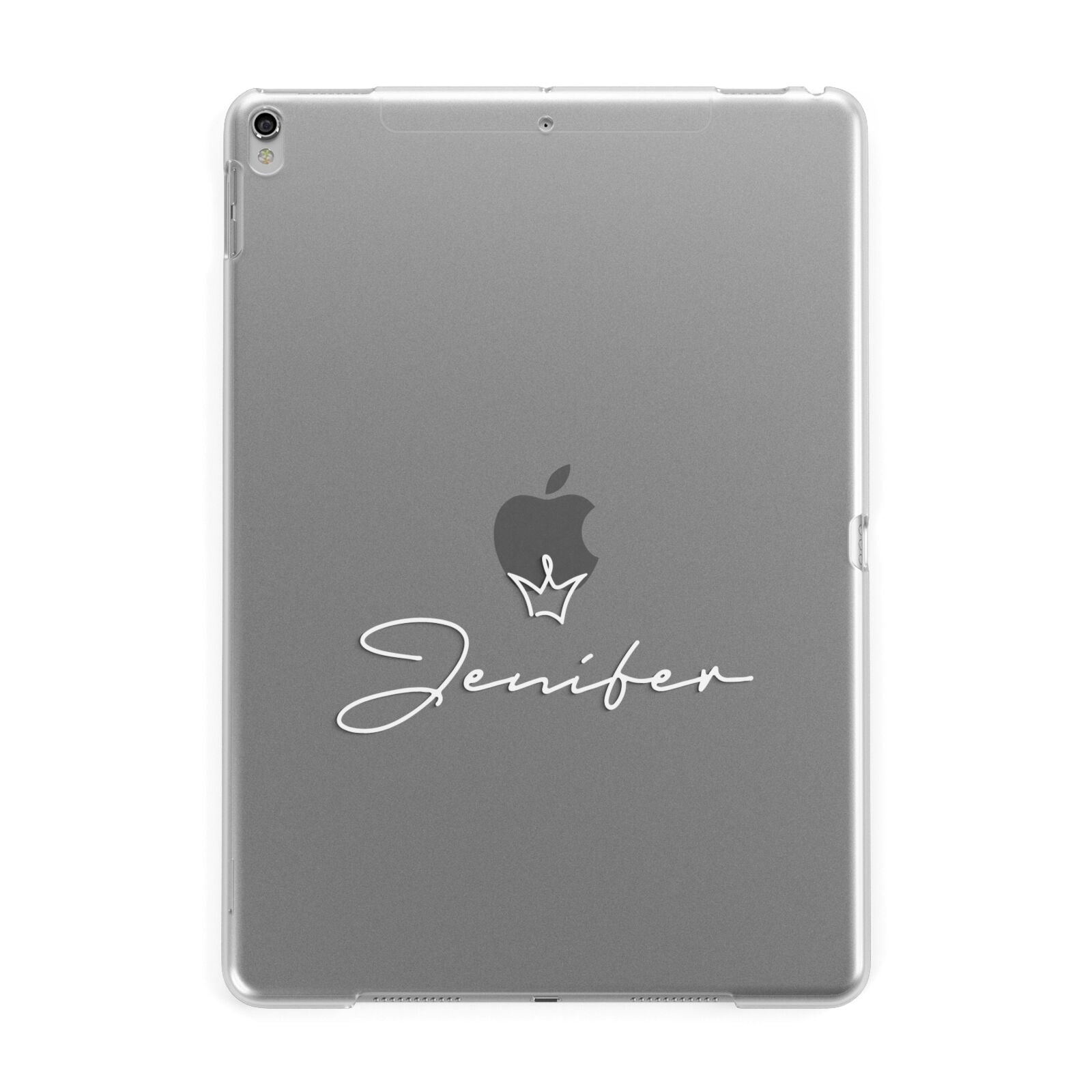 Personalised White Text Transparent Apple iPad Silver Case