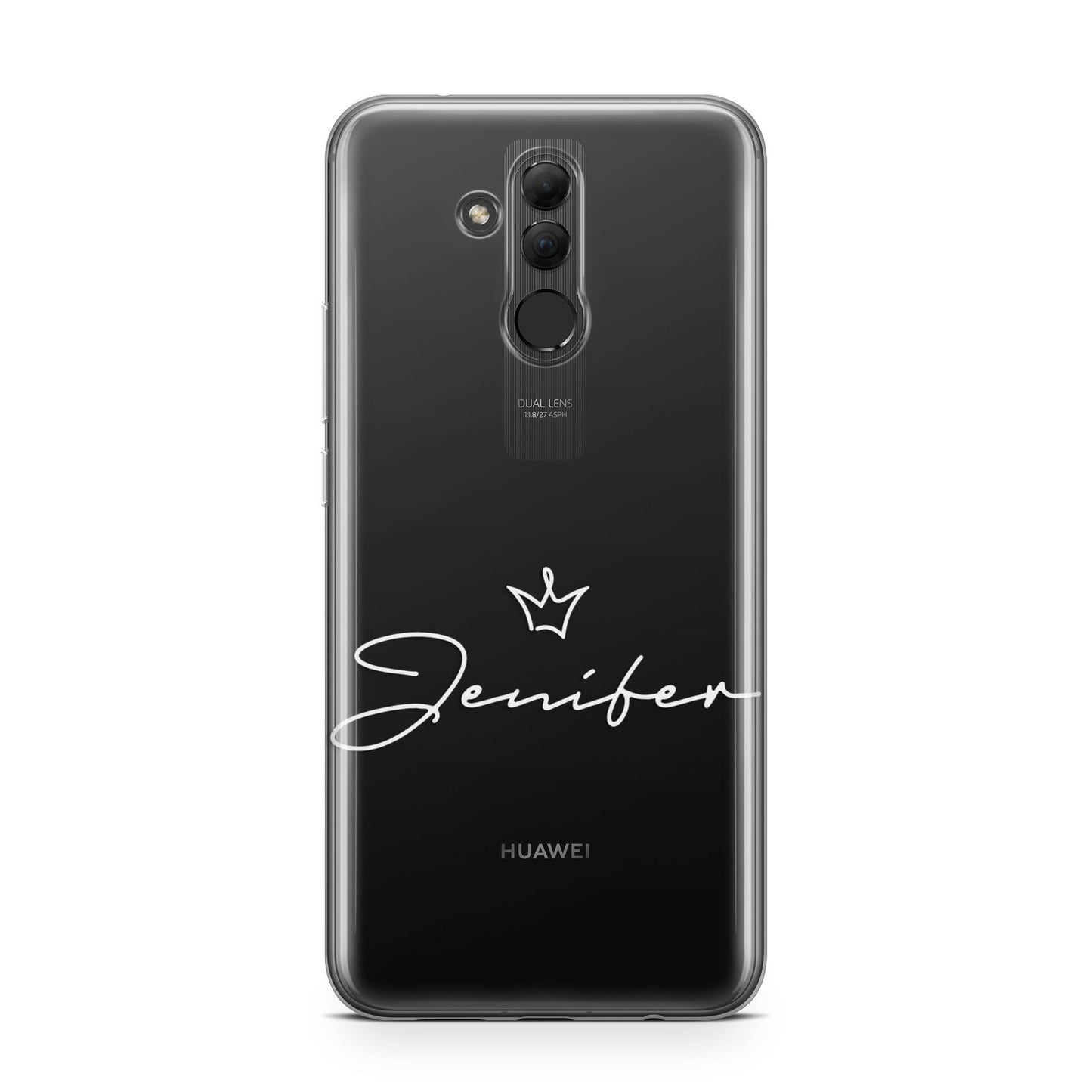 Personalised White Text Transparent Huawei Mate 20 Lite