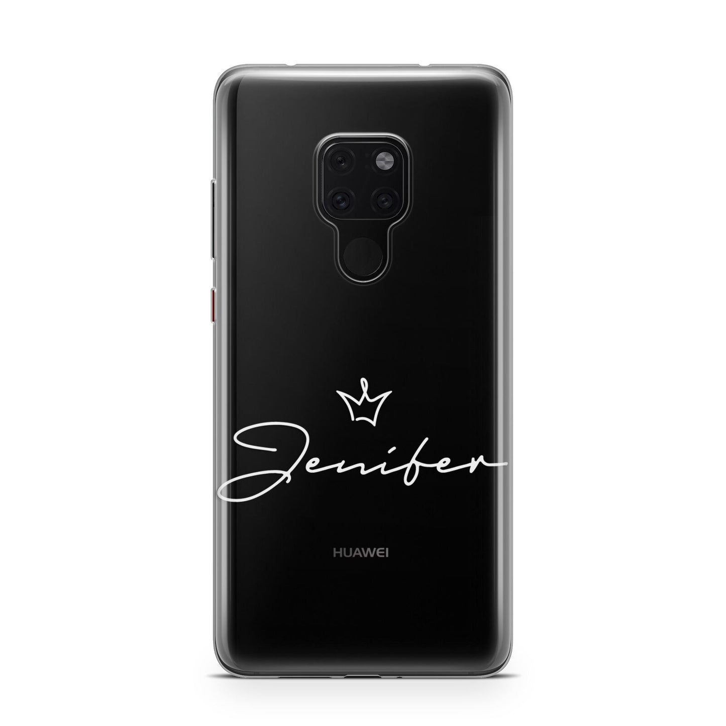 Personalised White Text Transparent Huawei Mate 20 Phone Case