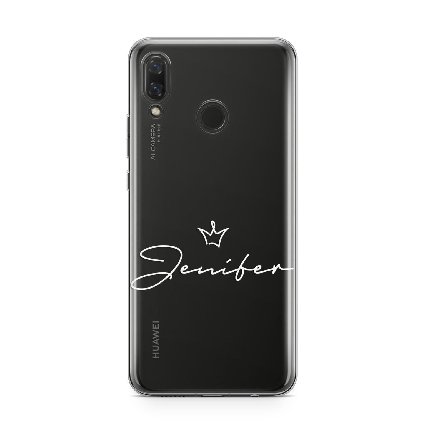 Personalised White Text Transparent Huawei Nova 3 Phone Case