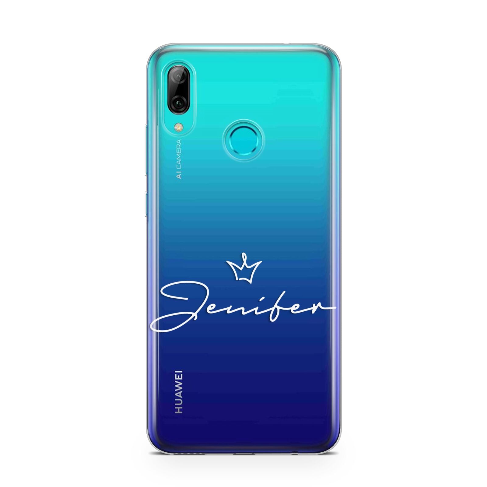 Personalised White Text Transparent Huawei P Smart 2019 Case