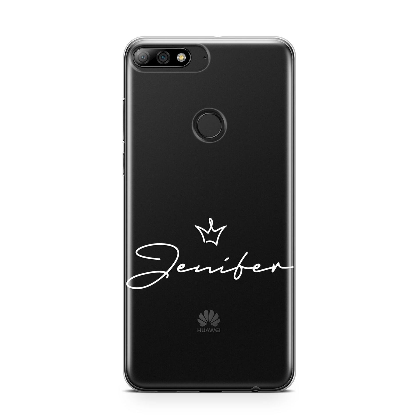 Personalised White Text Transparent Huawei Y7 2018