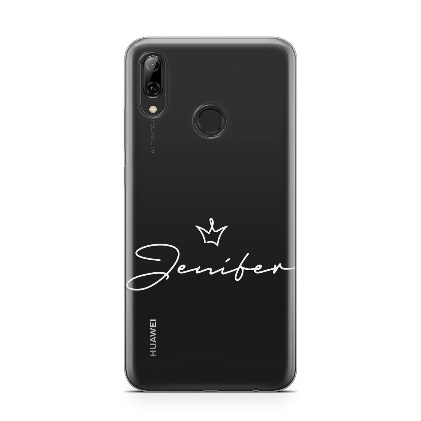 Personalised White Text Transparent Huawei Y7 2019