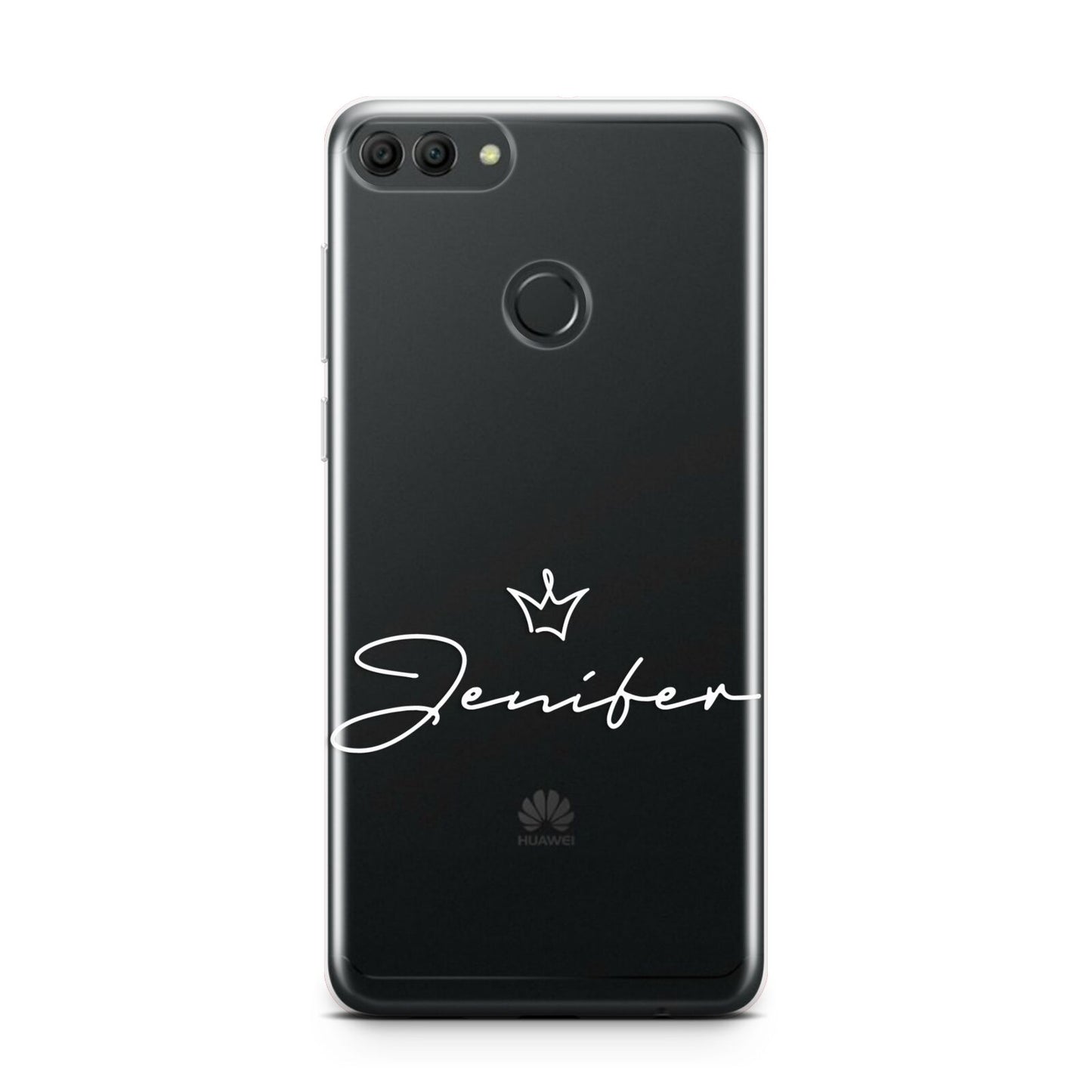 Personalised White Text Transparent Huawei Y9 2018