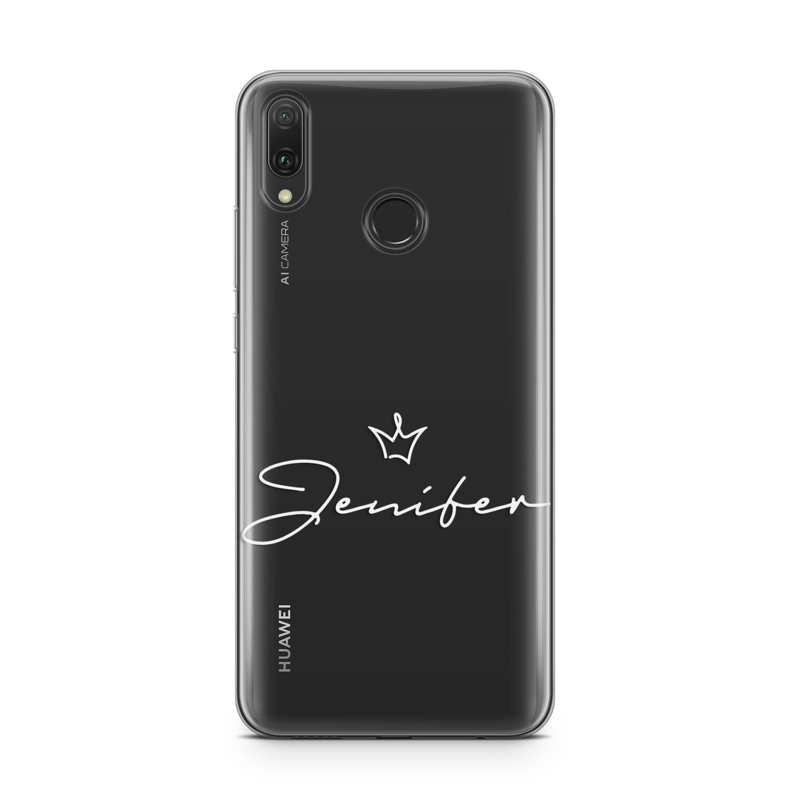 Personalised White Text Transparent Huawei Y9 2019