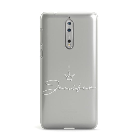 Personalised White Text Transparent Nokia Case