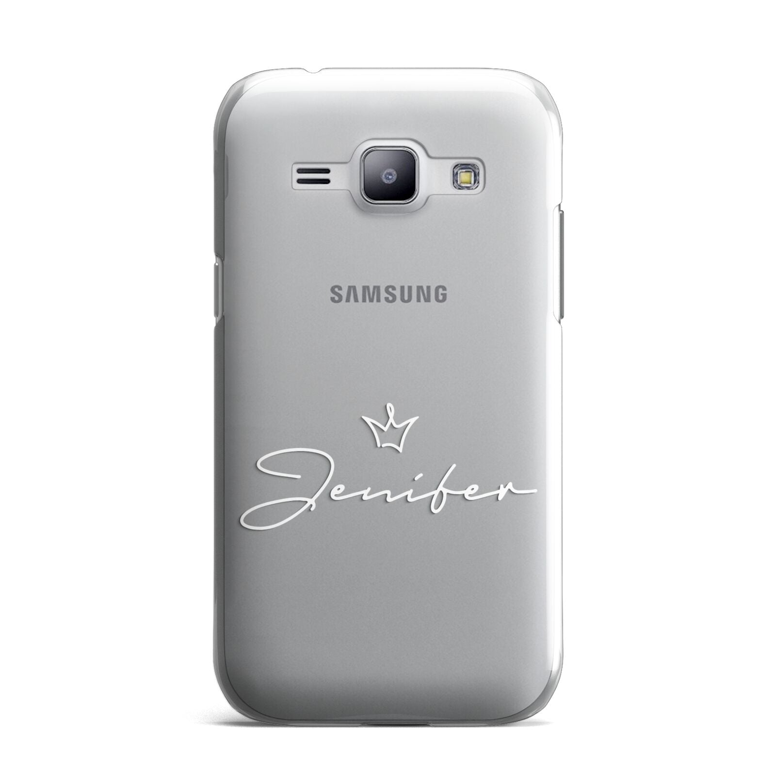 Personalised White Text Transparent Samsung Galaxy J1 2015 Case