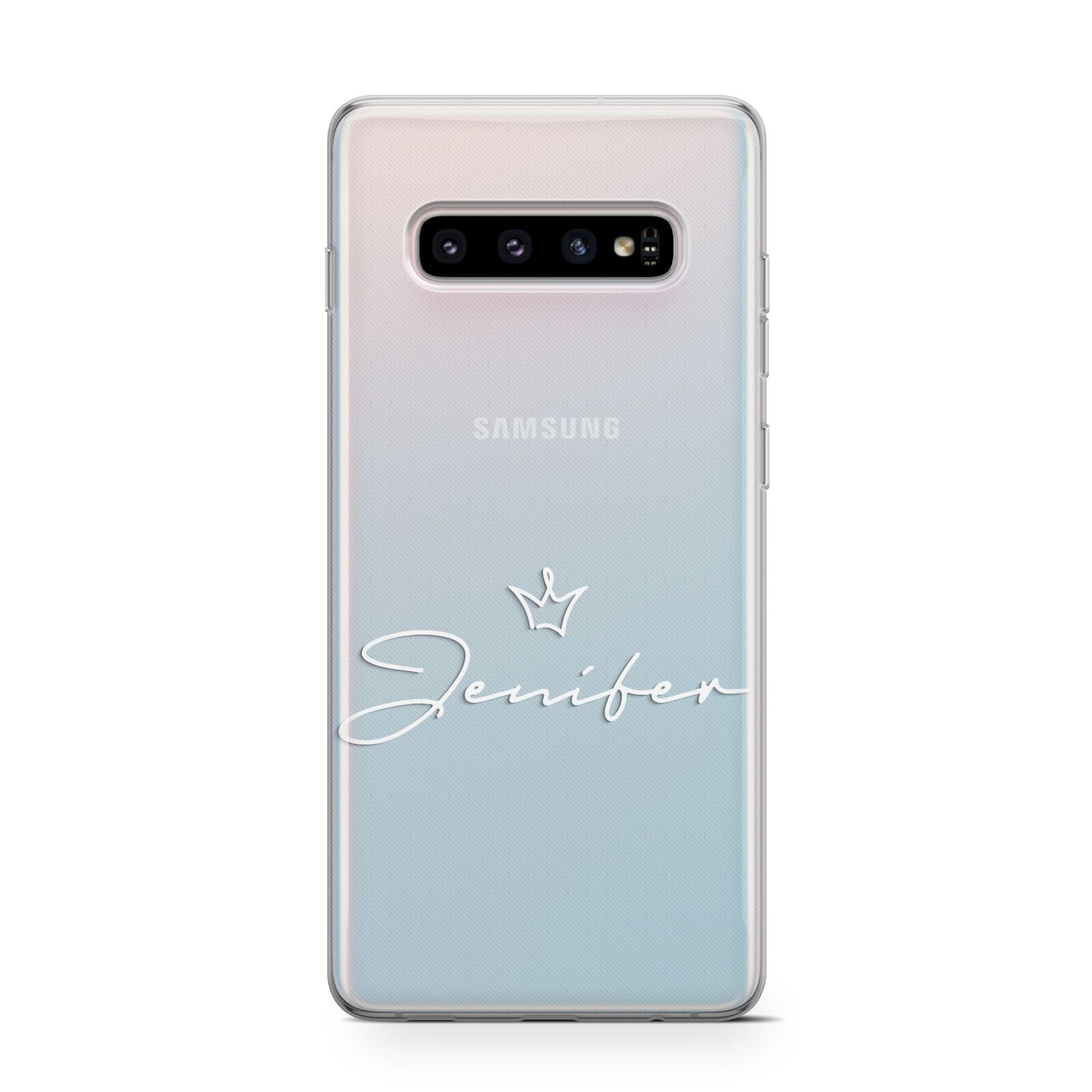 Personalised White Text Transparent Samsung Galaxy S10 Case