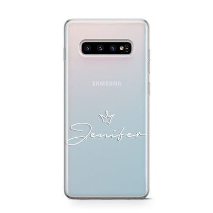 Personalised White Text Transparent Samsung Galaxy S10 Case