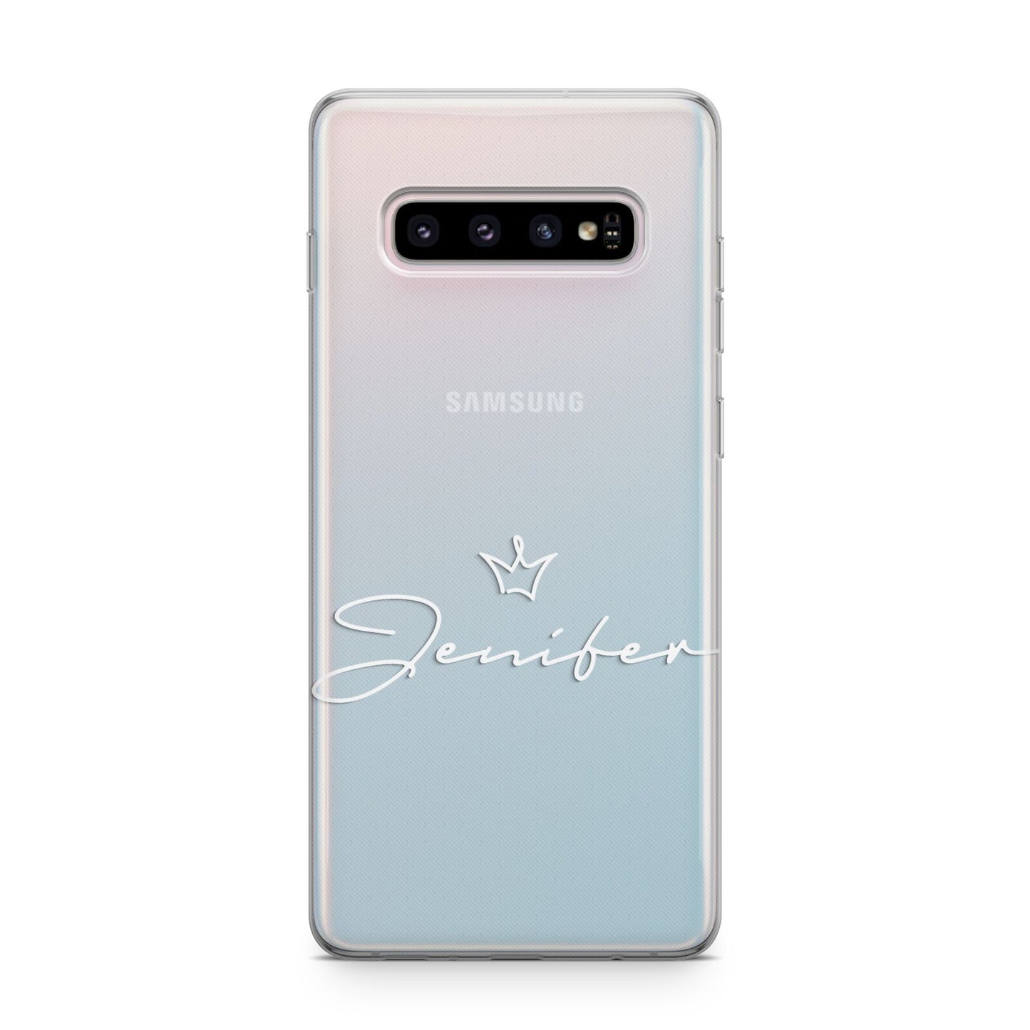 Personalised White Text Transparent Samsung Galaxy S10 Plus Case