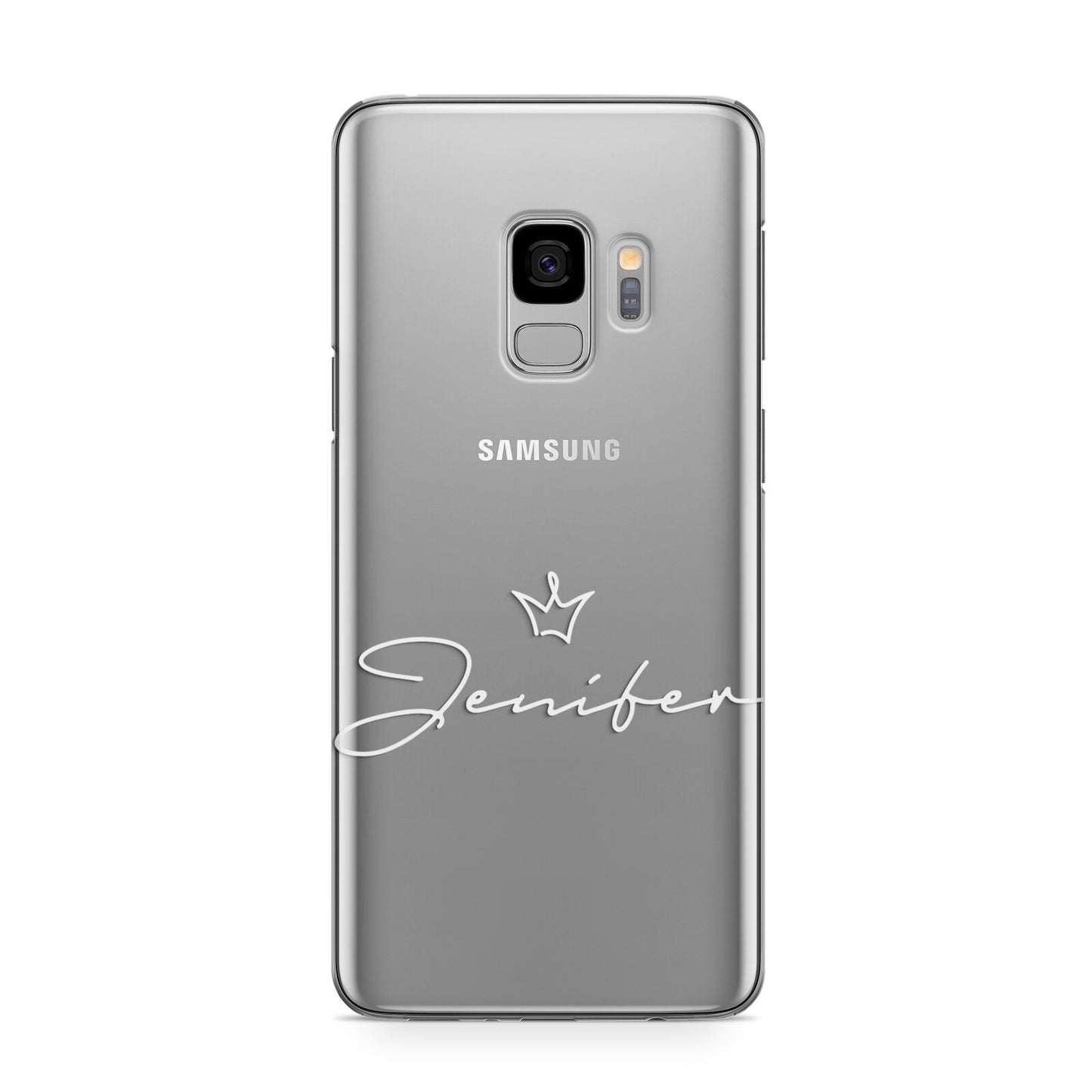 Personalised White Text Transparent Samsung Galaxy S9 Case