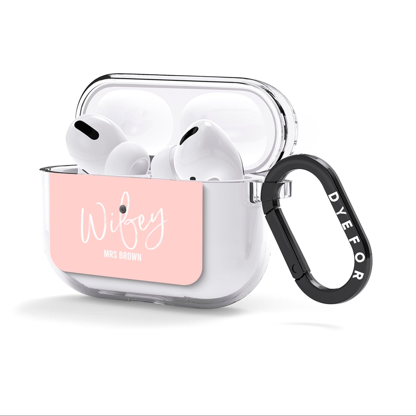 Personalised Wifey Pink AirPods Clear Case 3rd Gen Side Image