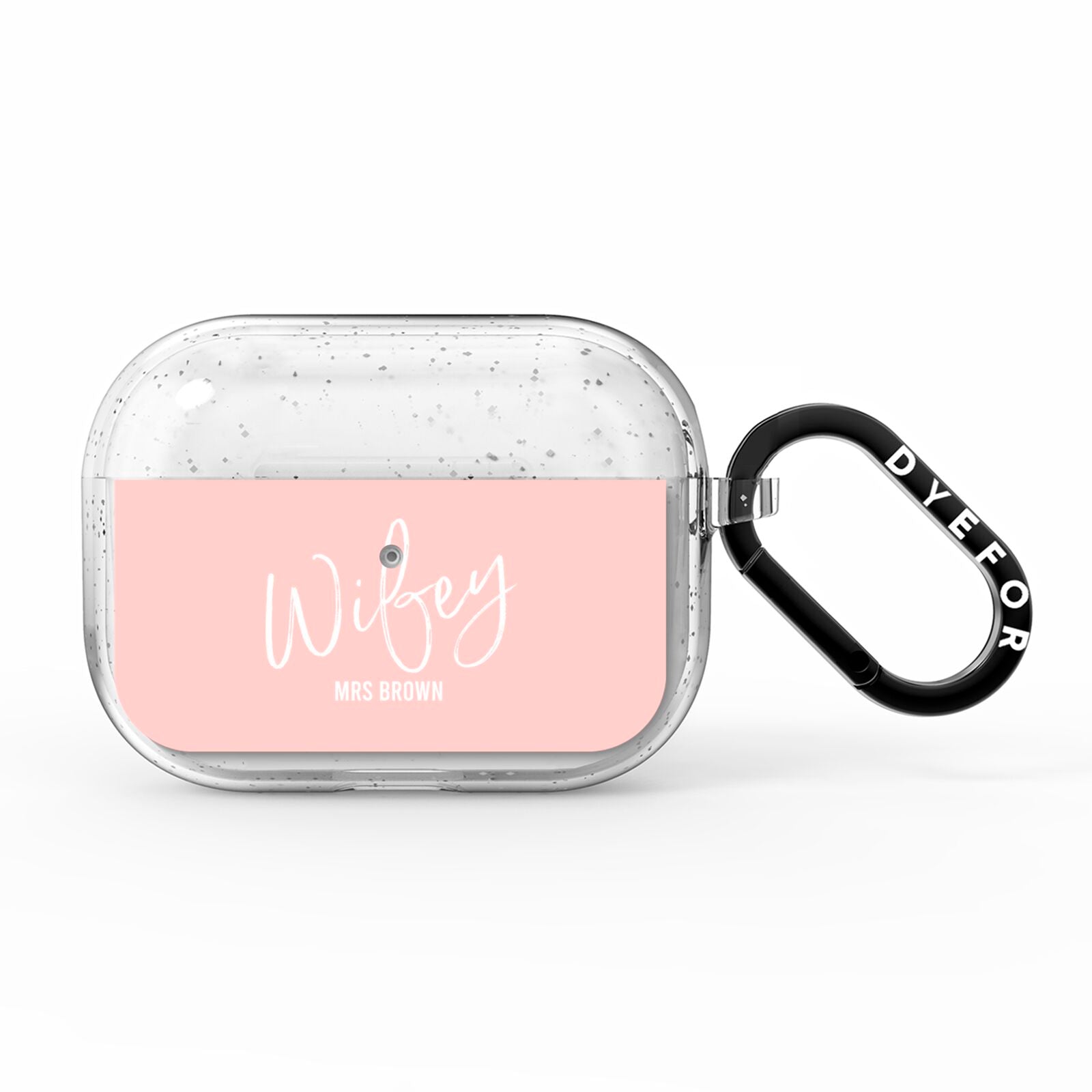 Personalised Wifey Pink AirPods Pro Glitter Case