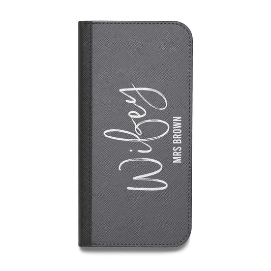 Personalised Wifey Vegan Leather Flip iPhone Case