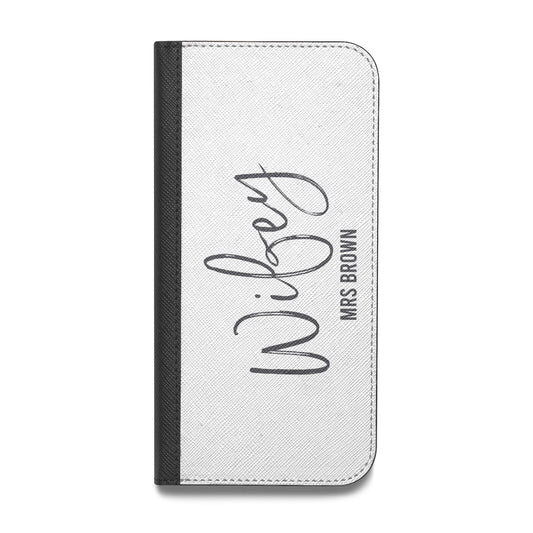 Personalised Wifey White Vegan Leather Flip iPhone Case