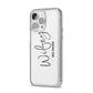 Personalised Wifey White iPhone 14 Pro Max Clear Tough Case Silver Angled Image