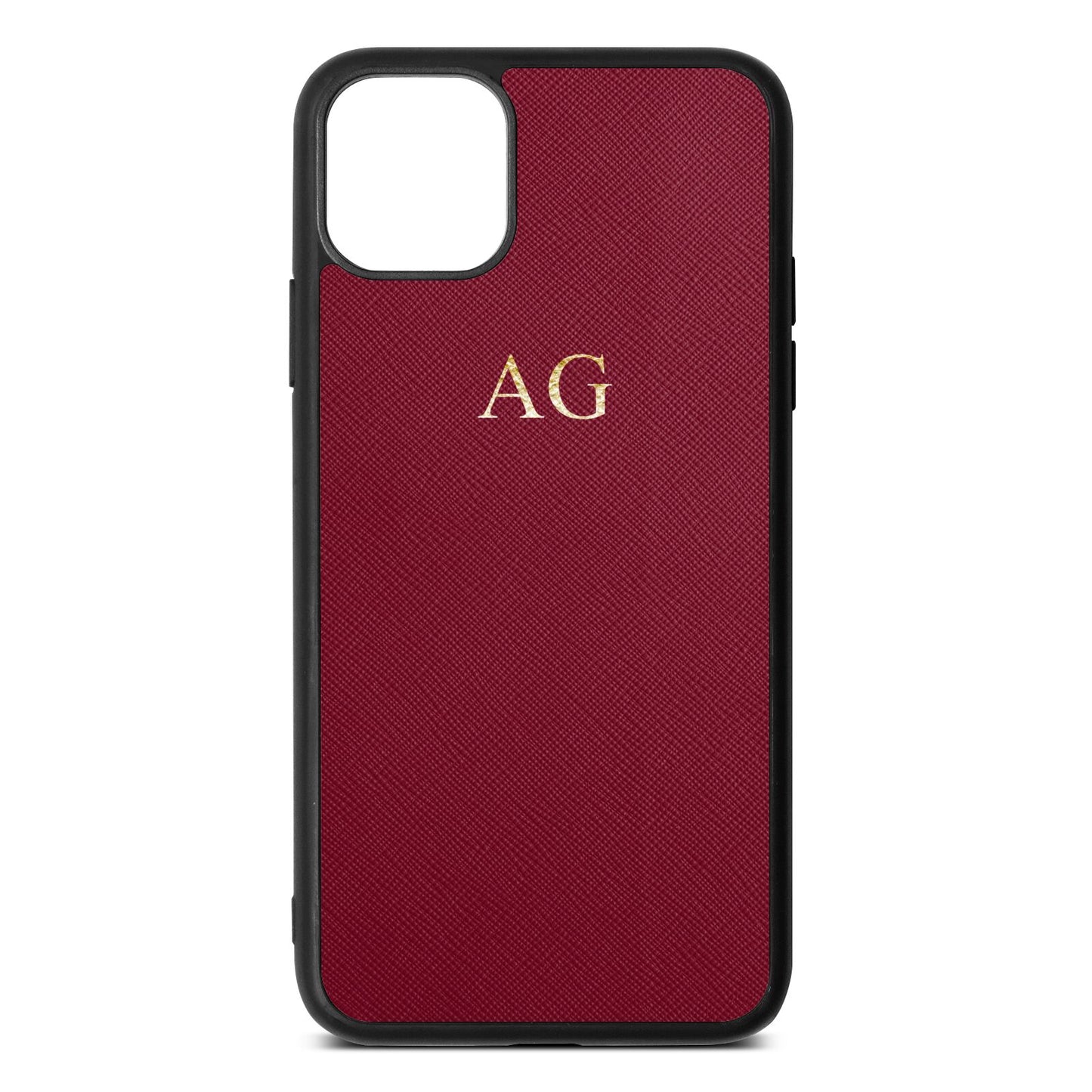 Personalised Wine Red Saffiano Leather iPhone 11 Pro Max Case