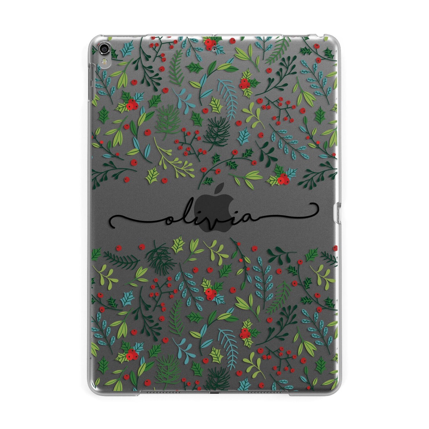 Personalised Winter Floral Apple iPad Grey Case