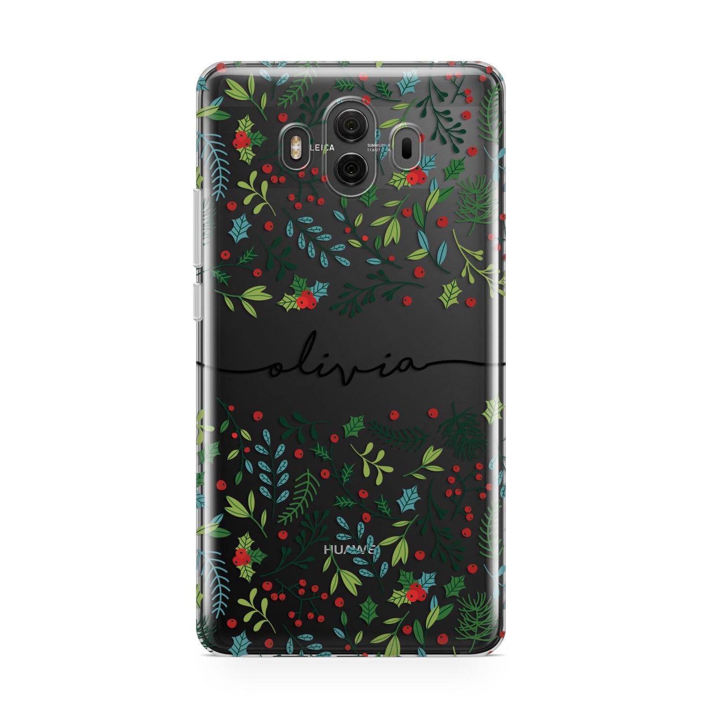 Personalised Winter Floral Huawei Mate 10 Protective Phone Case