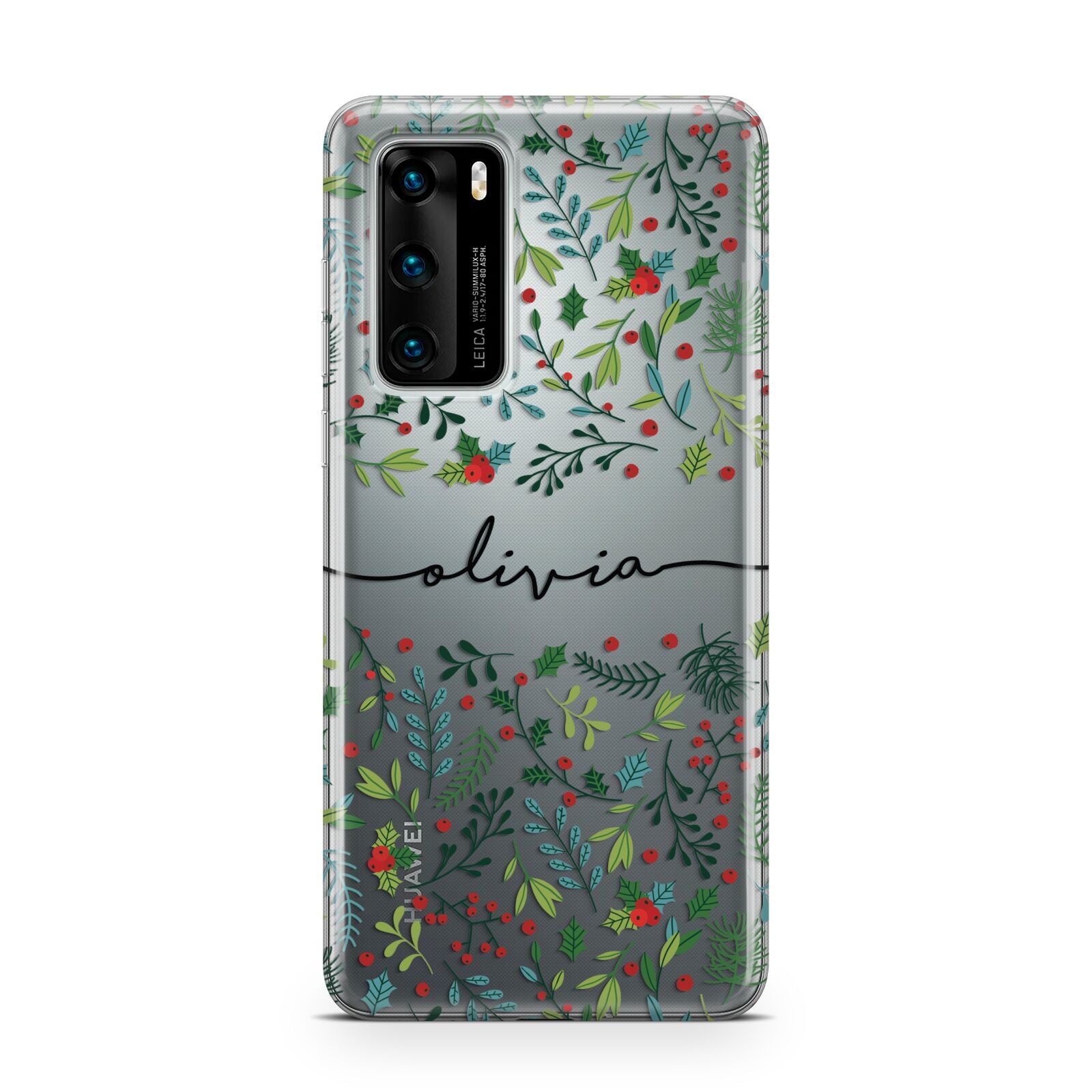 Personalised Winter Floral Huawei P40 Phone Case