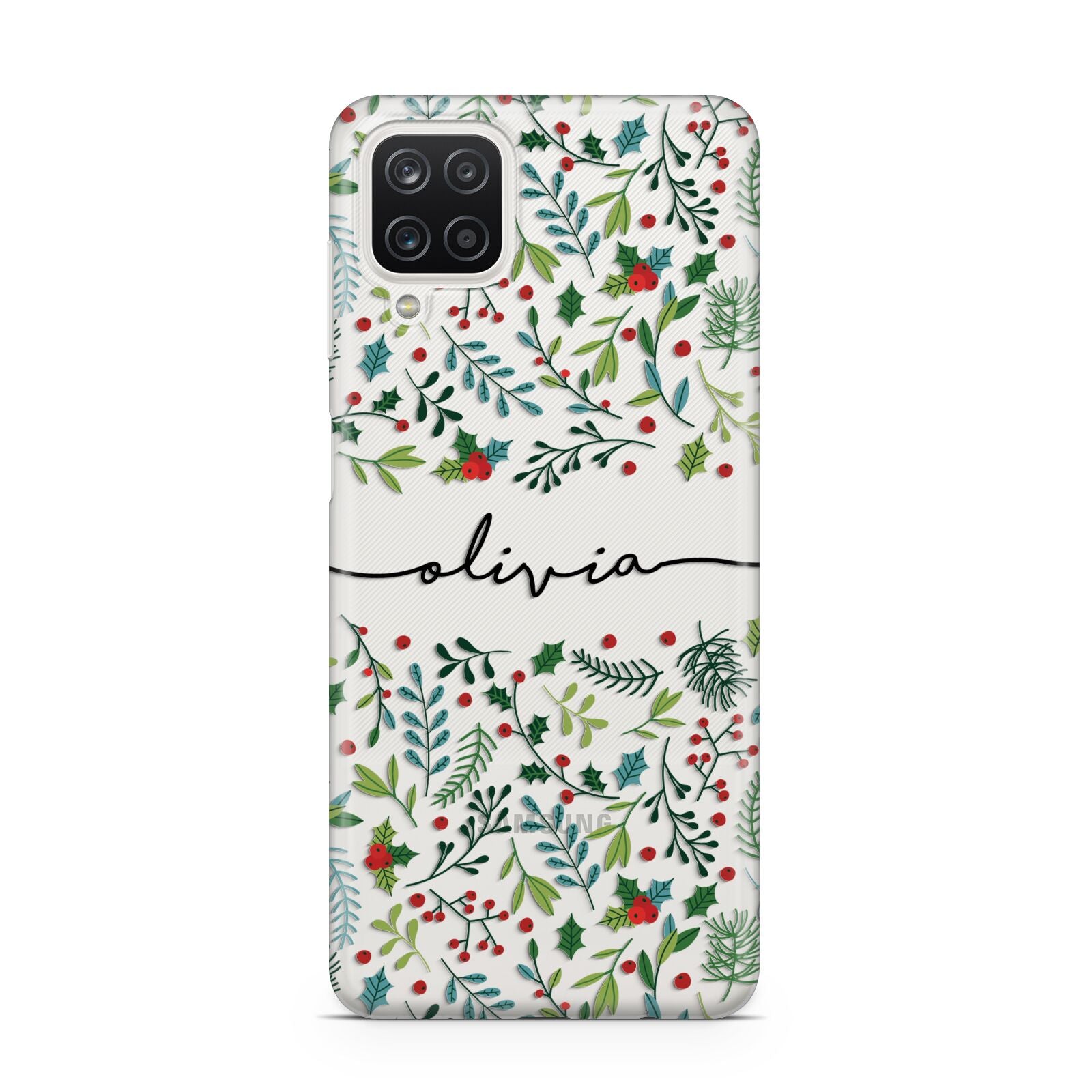 Personalised Winter Floral Samsung A12 Case