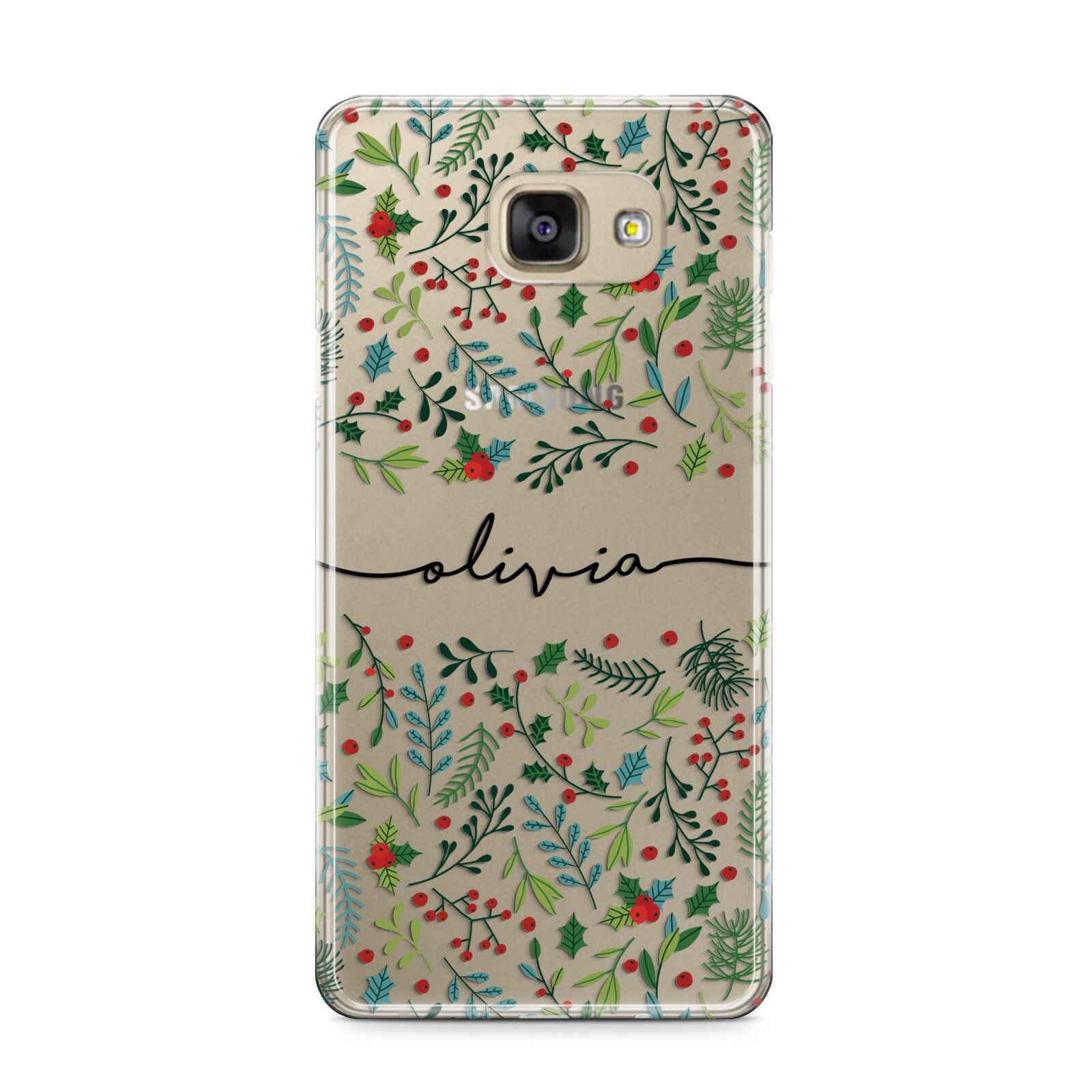 Personalised Winter Floral Samsung Galaxy A9 2016 Case on gold phone