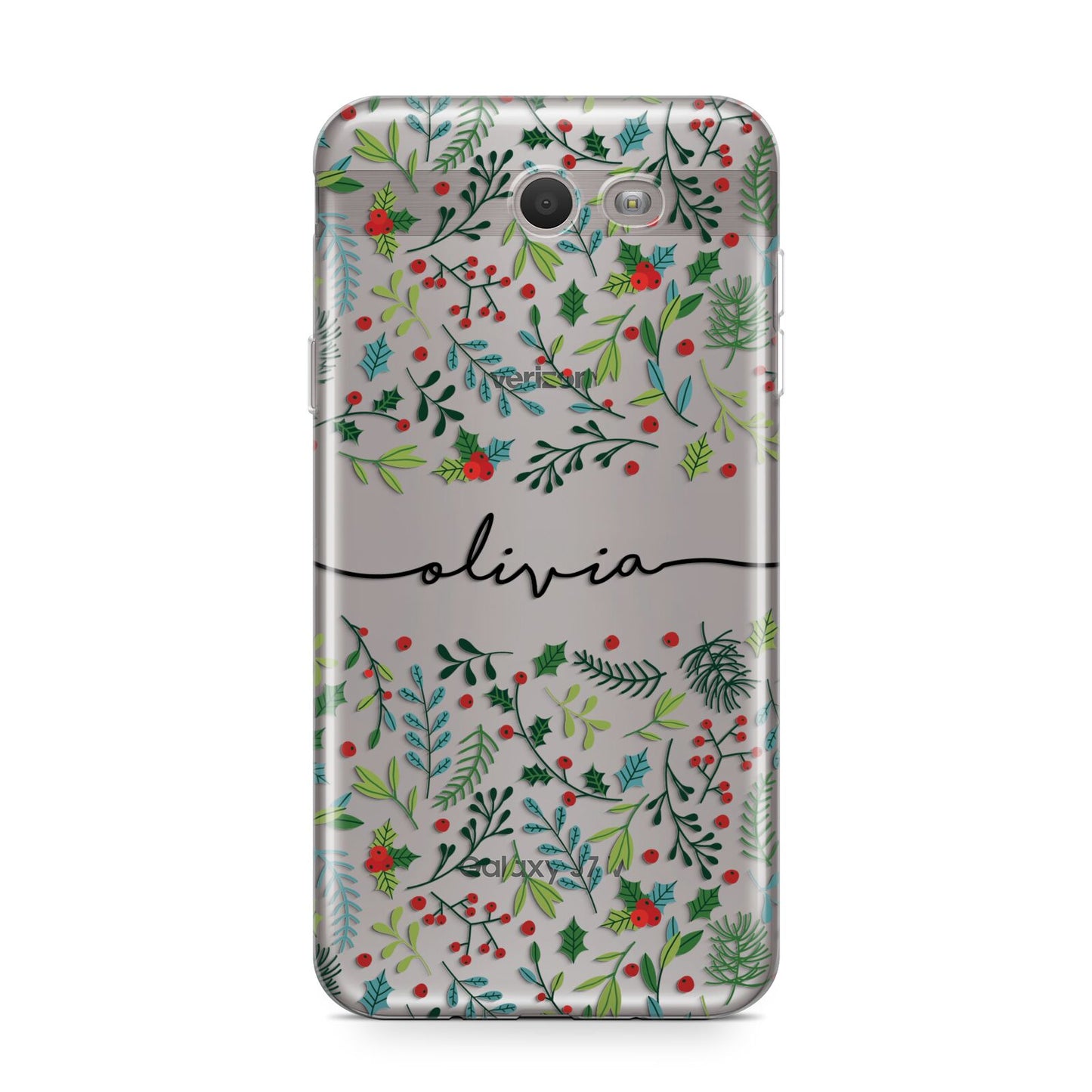 Personalised Winter Floral Samsung Galaxy J7 2017 Case