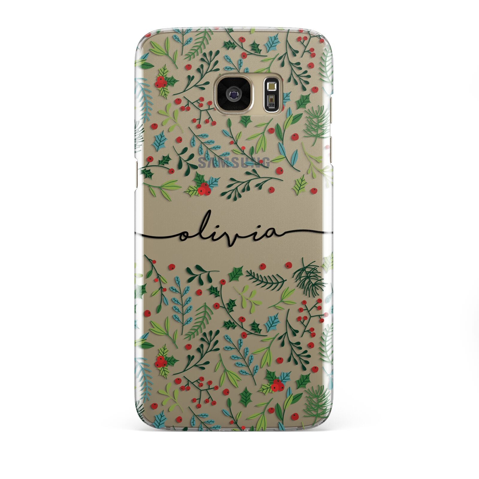 Personalised Winter Floral Samsung Galaxy S7 Edge Case