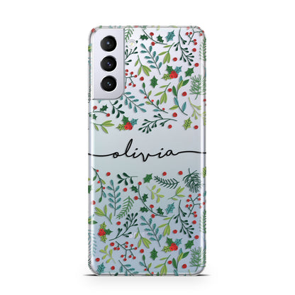 Personalised Winter Floral Samsung S21 Plus Case