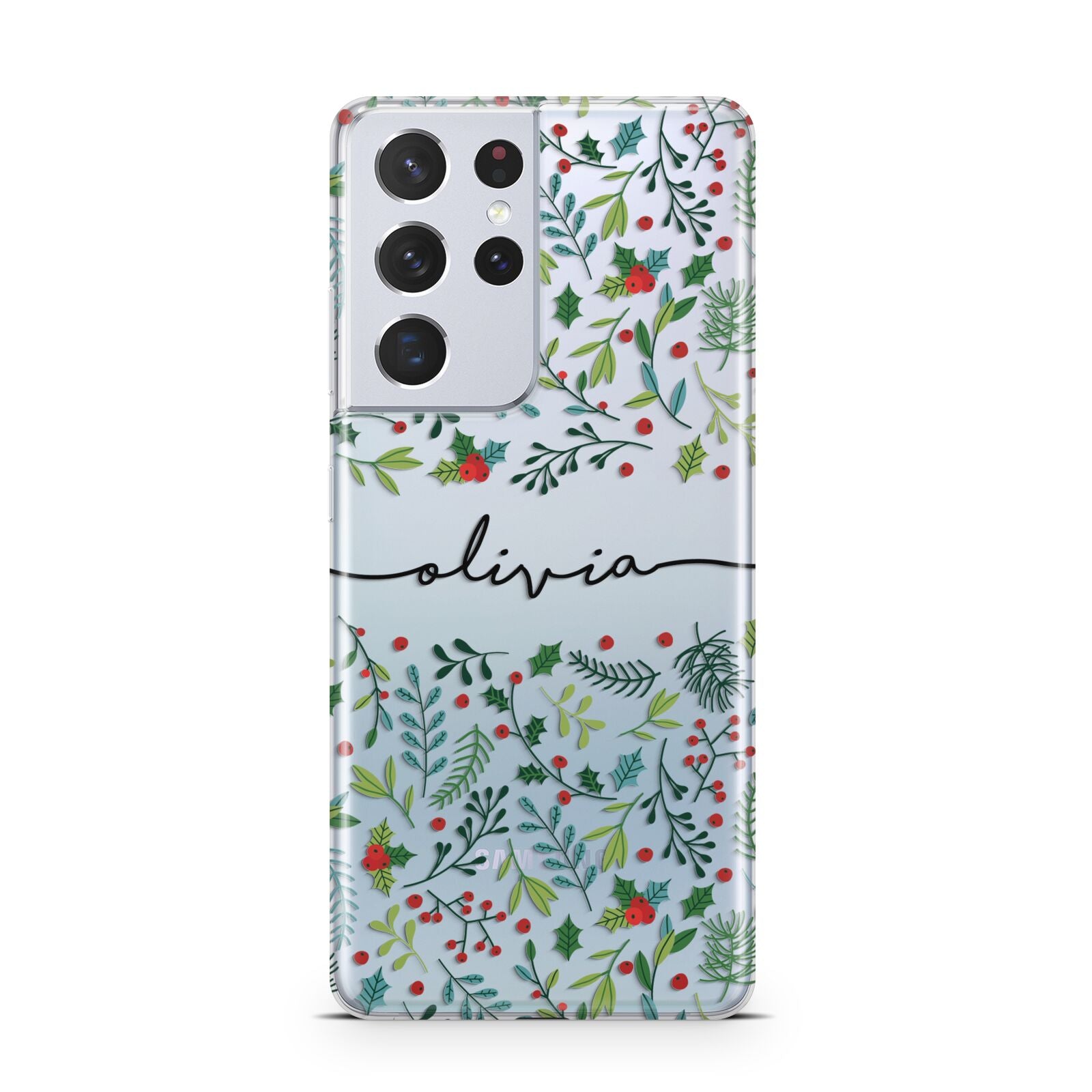 Personalised Winter Floral Samsung S21 Ultra Case