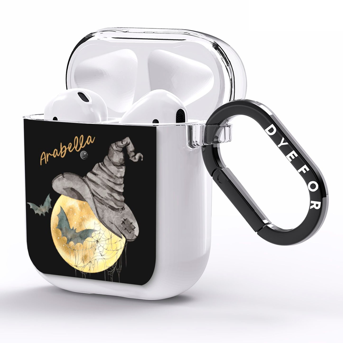 Personalised Witchy Moon AirPods Clear Case Side Image