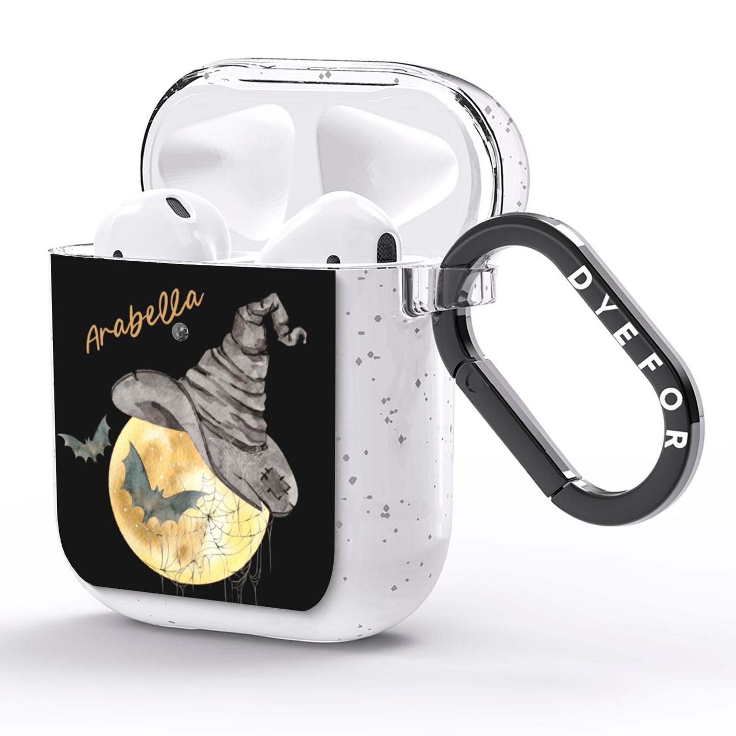 Personalised Witchy Moon AirPods Glitter Case Side Image