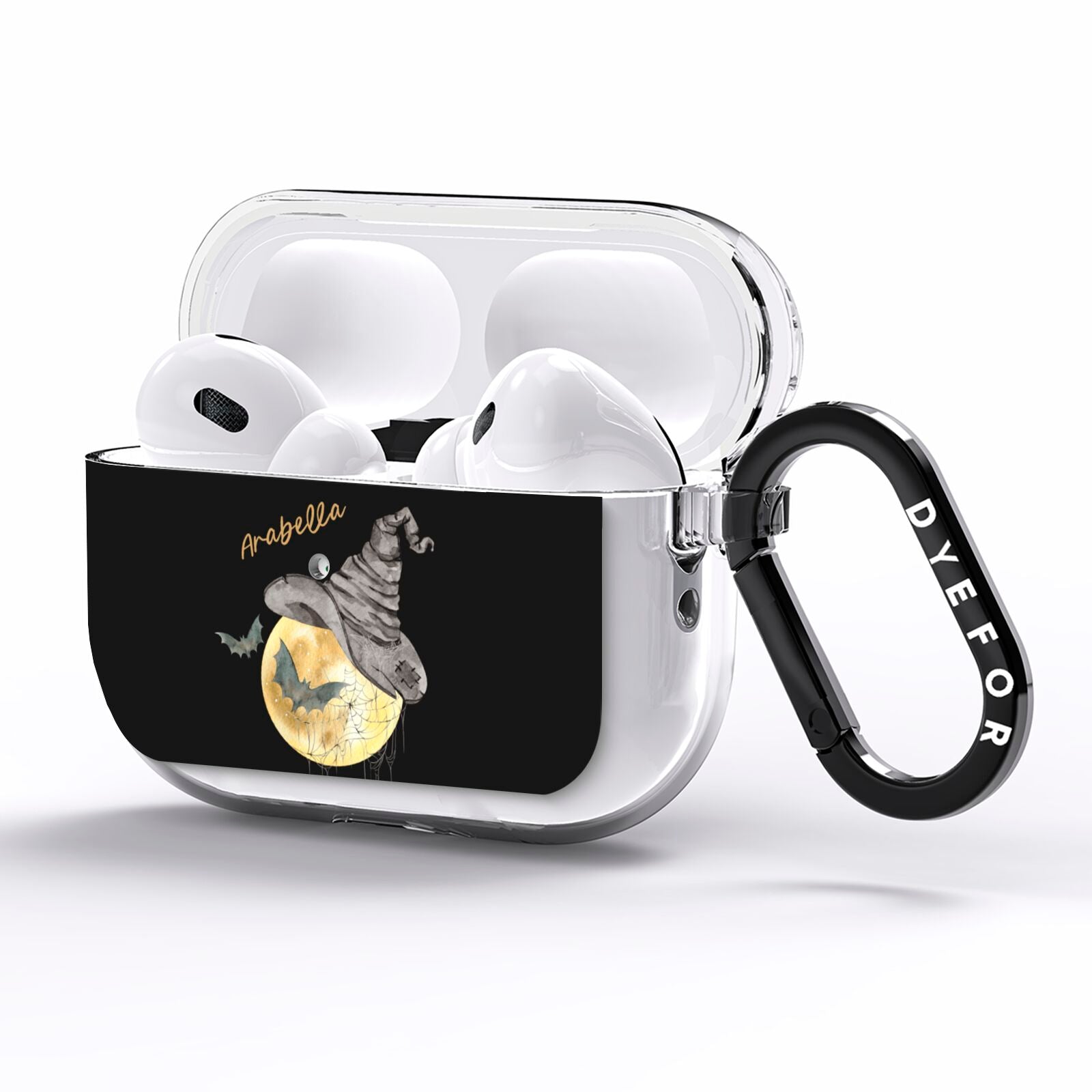 Personalised Witchy Moon AirPods Pro Clear Case Side Image