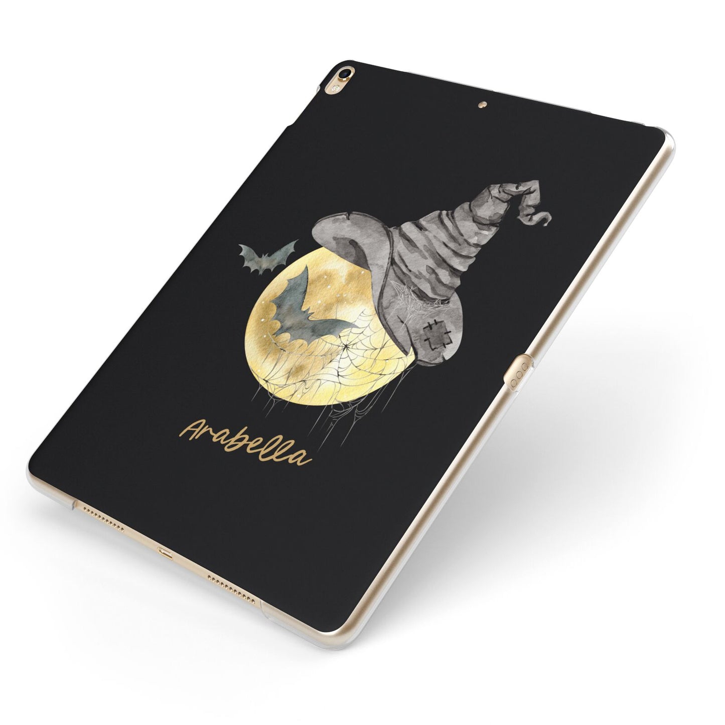 Personalised Witchy Moon Apple iPad Case on Gold iPad Side View