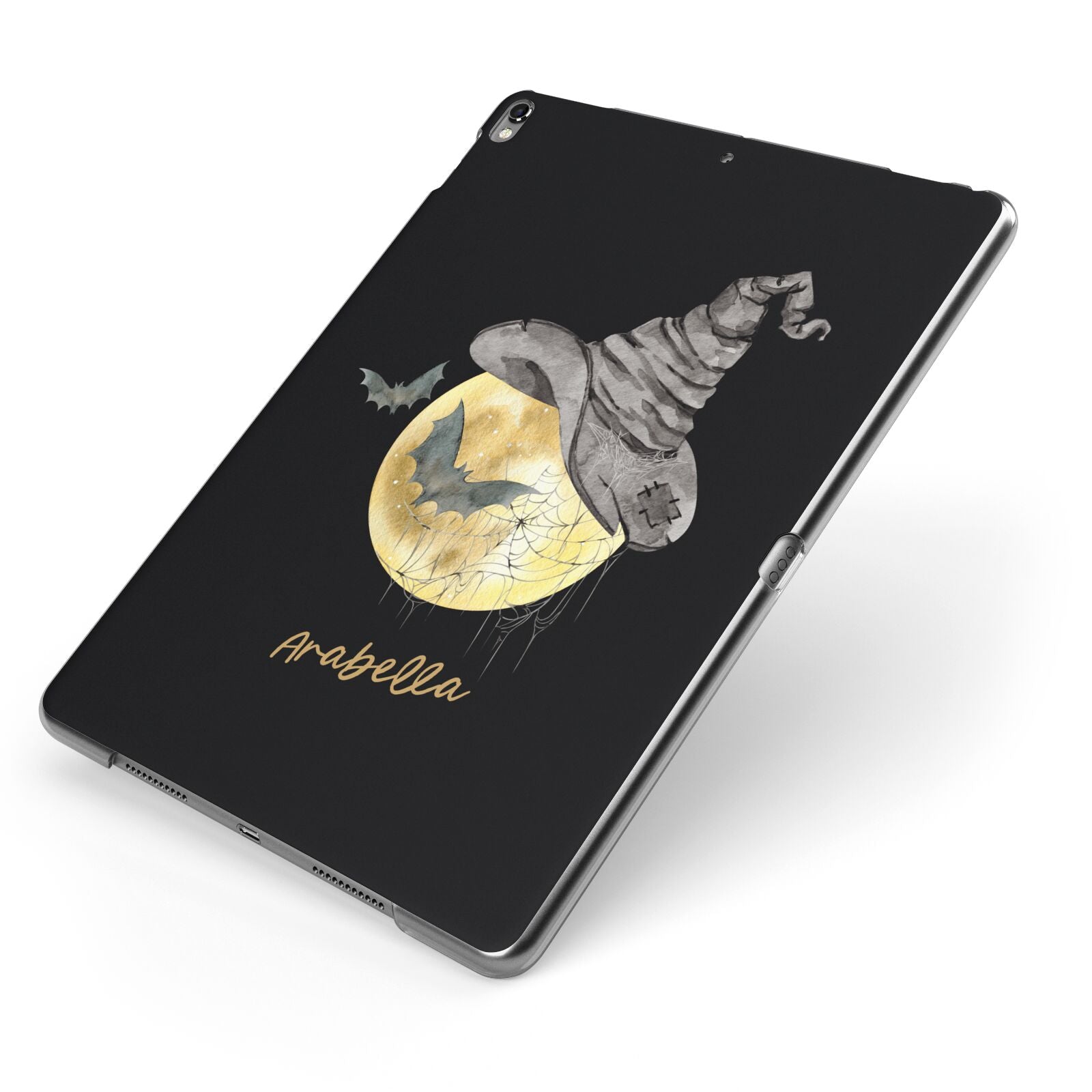 Personalised Witchy Moon Apple iPad Case on Grey iPad Side View