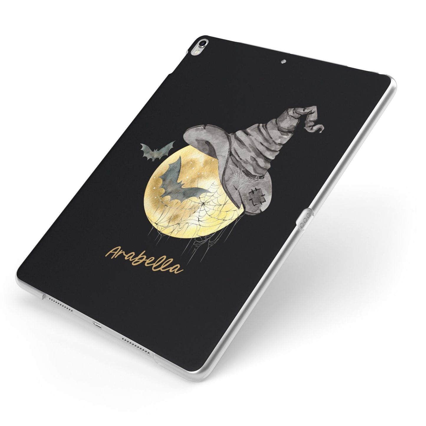 Personalised Witchy Moon Apple iPad Case on Silver iPad Side View