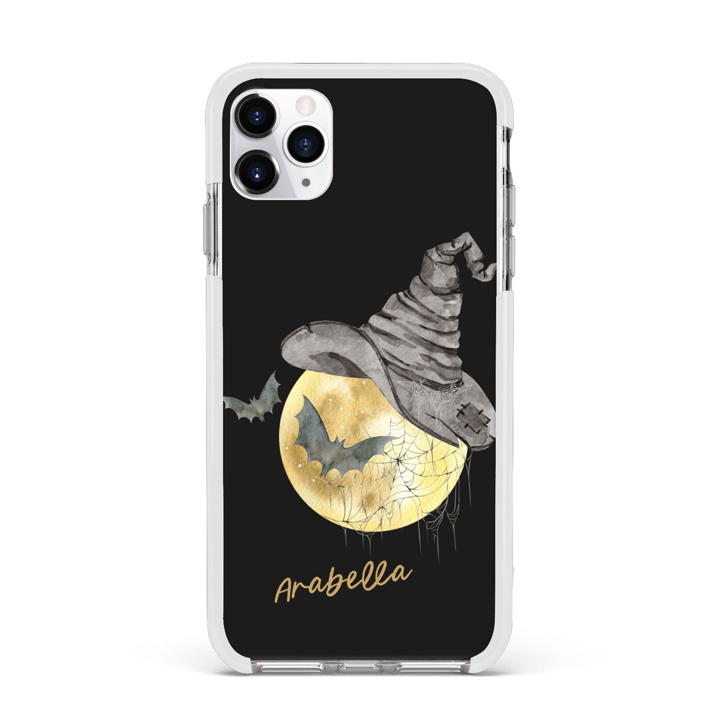 Personalised Witchy Moon Apple iPhone 11 Pro Max in Silver with White Impact Case