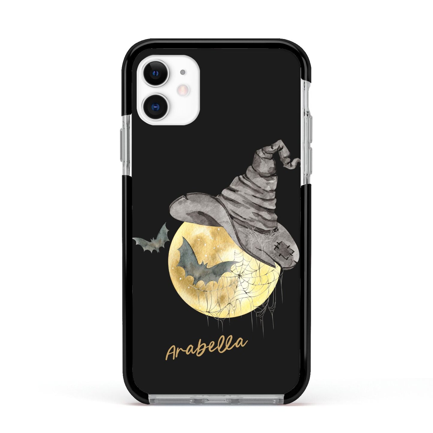 Personalised Witchy Moon Apple iPhone 11 in White with Black Impact Case