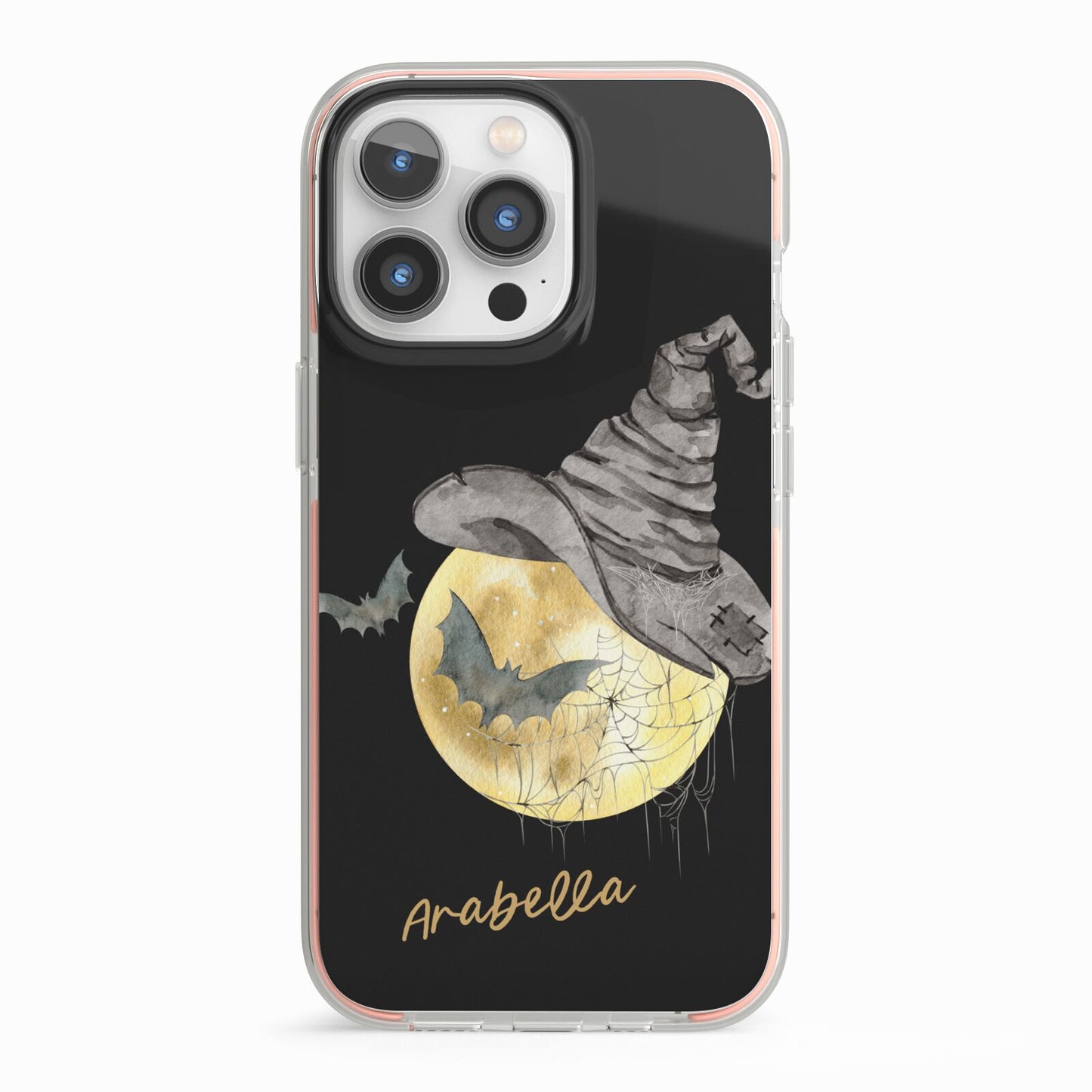 Personalised Witchy Moon iPhone 13 Pro TPU Impact Case with Pink Edges