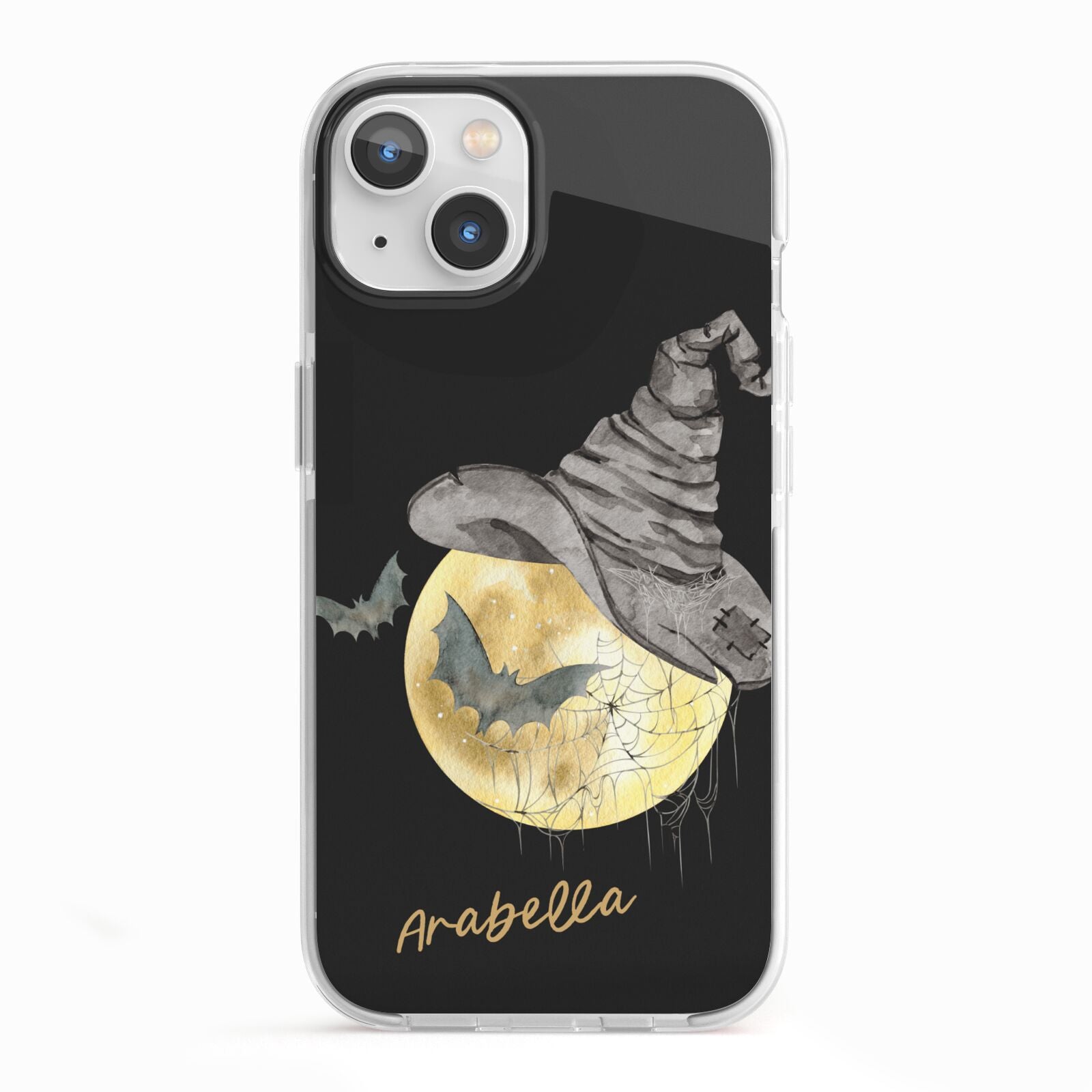 Personalised Witchy Moon iPhone 13 TPU Impact Case with White Edges