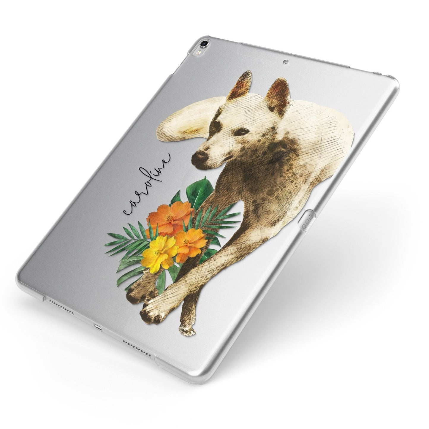 Personalised Wolf Apple iPad Case on Silver iPad Side View