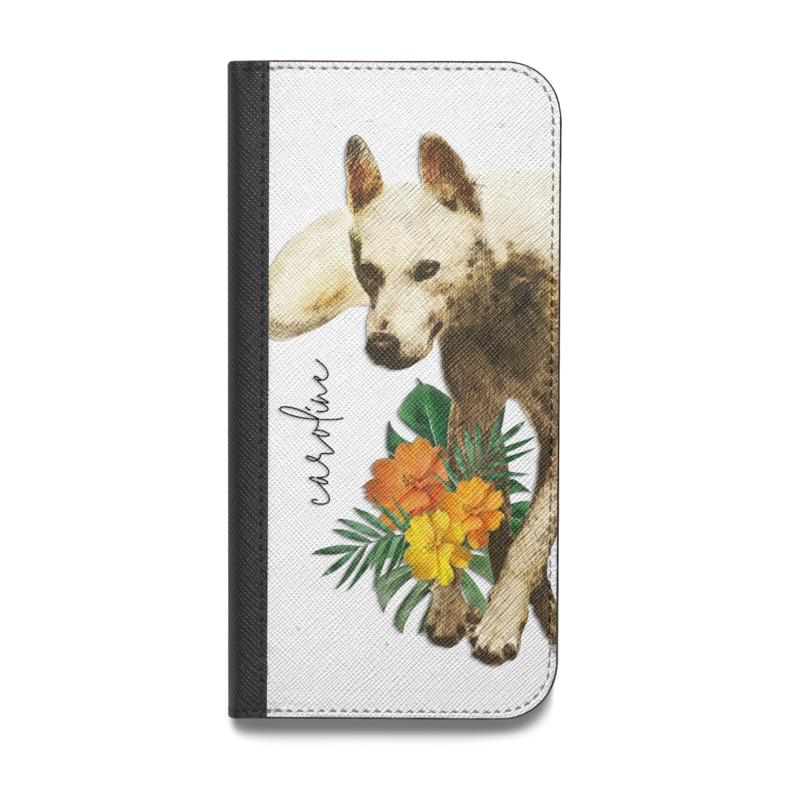 Personalised Wolf Vegan Leather Flip iPhone Case