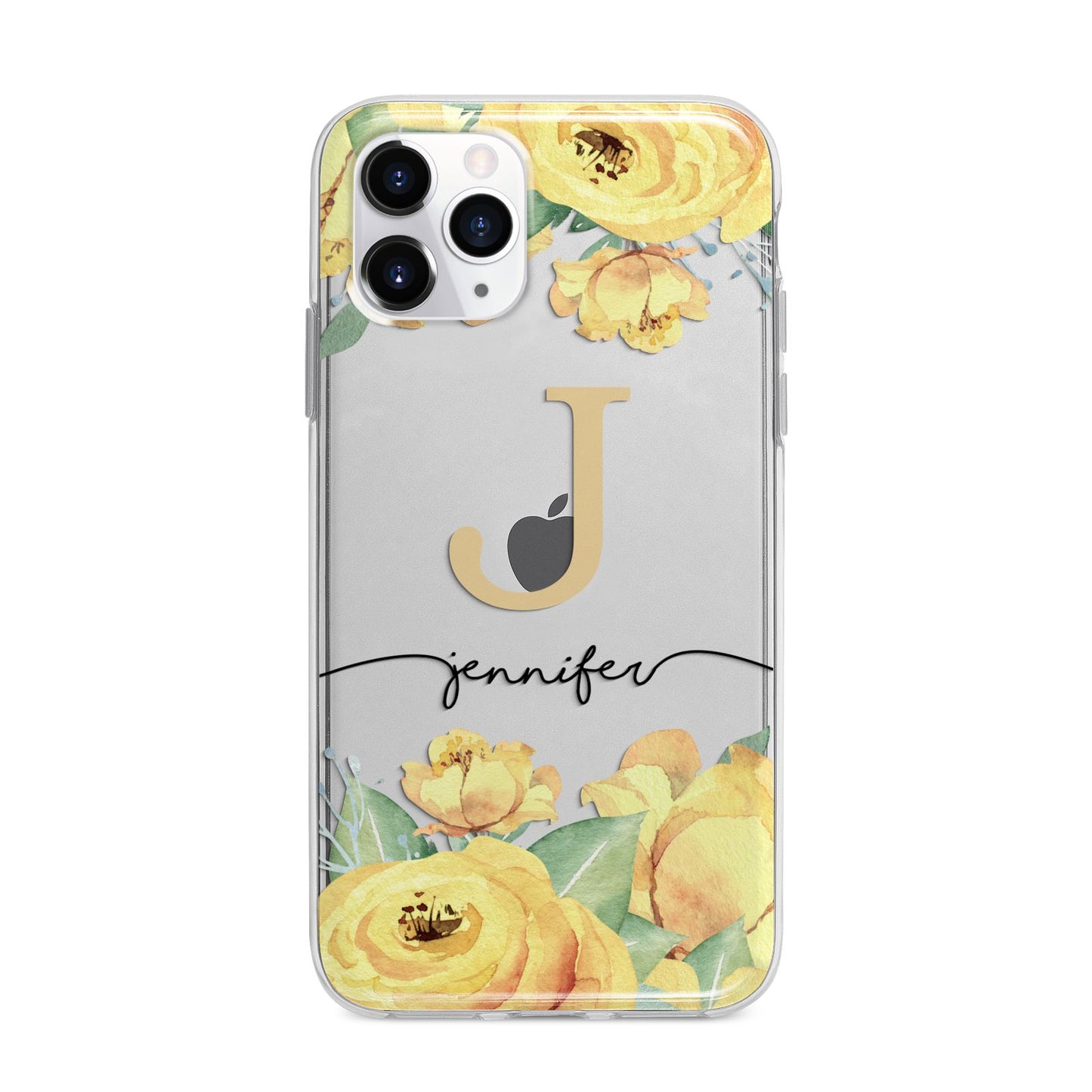 Personalised Yellow Flowers Apple iPhone 11 Pro Max in Silver with Bumper Case