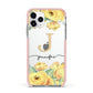 Personalised Yellow Flowers Apple iPhone 11 Pro in Silver with Pink Impact Case