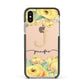 Personalised Yellow Flowers Apple iPhone Xs Impact Case Black Edge on Gold Phone